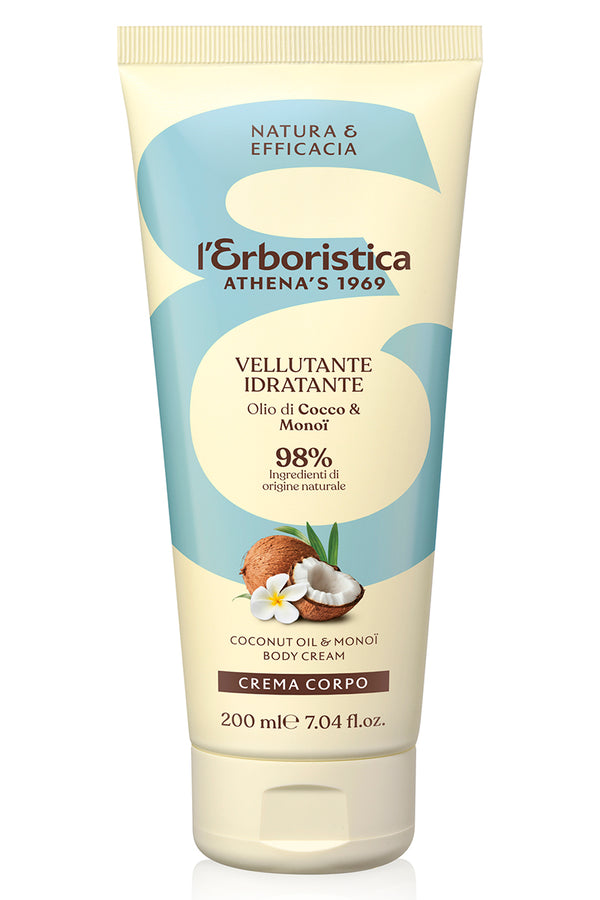 Crema pentru corp, cu ulei de cocos si monoi de Tahiti, catifelanta, hidratanta, l'Erboristica, 200 ml