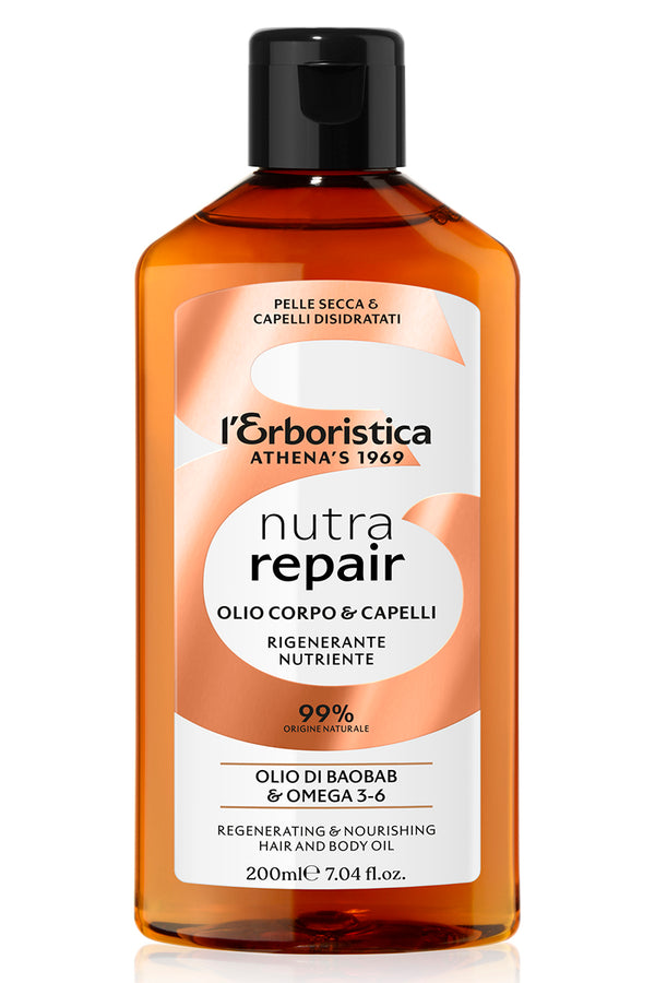 Ulei pentru corp si par cu ulei baobab, Omega 3 - 6, regenerant, nutritiv, L'Erboristica Nutra Repair, 200 ml